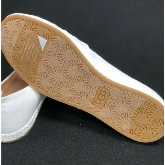 UGG Australia Women's Sz 6.5 Ynez White Shoes 1092238 Flats Canvas Slip On NEW - Picture 9 of 10